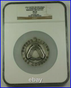 1962 Large Silver Medal 64mm 1st Season at LA Dodgers Stadium NGC MS-64 #627