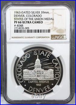 1963 DATED DENVER COLORADO STATES OF THE UNION MEDALS 39mm (4-Coin Set) NGC