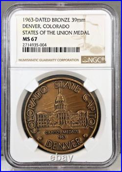 1963 DATED DENVER COLORADO STATES OF THE UNION MEDALS 39mm (4-Coin Set) NGC