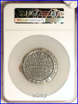 1963 ISRAEL Love Thy Neighbor LEVITICUS Old Terra Sancta Silver Medal i103894