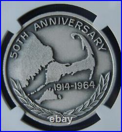 1964 CAPE COD CANAL 50th ANNIVESARY. 999 SILVER MEDAL #262 MS-69 NGC