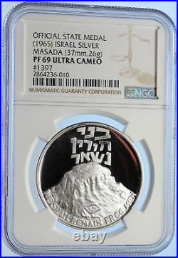 1965 ISRAEL Masada FORTIFICATION HEROD the GREAT Proof Silver Medal NGC i106416