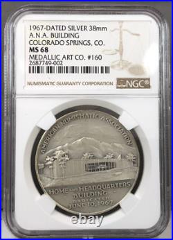 1967 Bronze & Silver ANA Building Colorado Springs CO Medal NGC MS68