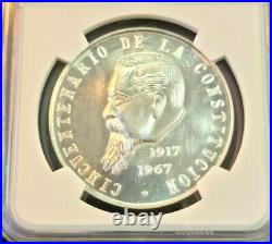1967 MEXICO SILVER MEDAL GROVE 953a CONSTITUTION ANNIVERSARY NGC MS 66 TOP POP