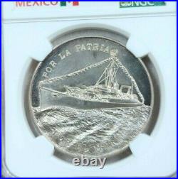 1967 MEXICO SILVER MEDAL GROVE 959a NAVY 50TH ANNIVERSARY NGC MS 62 RARE TOP POP