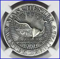 1968 Manchester, NH Winter Carnival Sterling Silver Town Medal NGC MS 67 #00