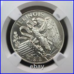 1968 Silver Illinois Sesquicentennial Heraldic Art Medal Sc50c Ngc Ms69