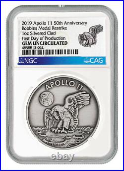 1969-2019 Apollo 11 Robbins Medal 1oz Silver-Plt Medal NGC GEM Unc FDP SKU55230