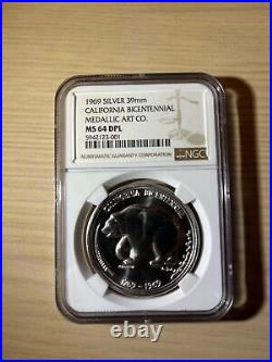 1969 Silver California Bicentennial Medallic Art Co 39mm Ngc Ms 64 Dpl