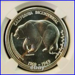 1969 Silver California Bicentennial Medallic Art Co 39mm Ngc Ms 65 Pl Top Pop