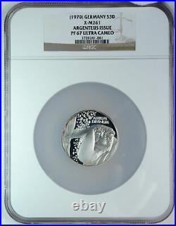 1970 GERMANY Argenteus NUDE WOMAN Petals VINTAGE Silver 3 Ducat Medal NGC i87394