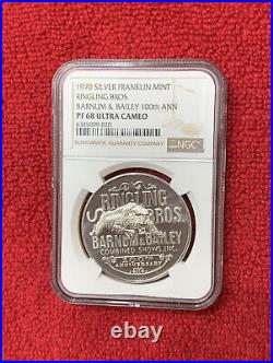 1970 Silver Franklin Mint Ringling Bros Barnum & Bailey NGC PF68UC Medal