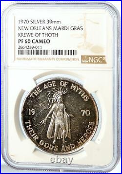 1970 US USA New Orleans KREWE OF THOTH MARDI GRAS Proof Silver Medal NGC i101501