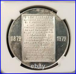 1972 Mexico Silver Benito Juarez 100th Anniversary Ngc Ms 61 Very Scarce Medal
