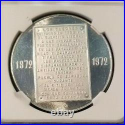 1972 Mexico Silver Benito Juarez 100th Anniversary Ngc Ms 63 Very Scarce Medal