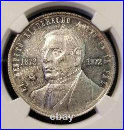 1972 Mexico Silver Medal Monterrey Mutual Trade Circle Ngc Ms 61 Benito Juarez