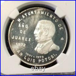 1973 Mexico Silver Medal San Luis Potosi City Hall Ngc Ms 64 Ano De Juarez Rare