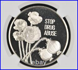 1973 Silver Franklin Mint Stop Drug Abuse United Nations Ngc Pf 68 Ultra Cameo