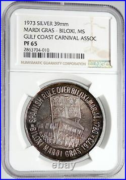 1973 UNITED STATES New Orleans MARDI GRAS Biloxi CARNIVAL Silver Medal i106060