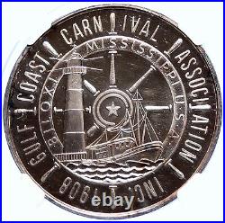 1973 USA New Orleans MARDI GRAS Biloxi CARNIVAL Proof Silver Medal NGC i106368