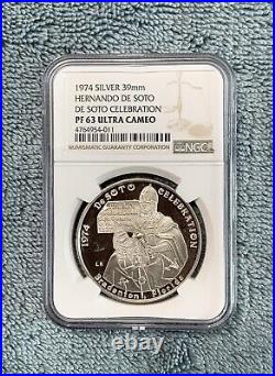 1974 Desoto Celebration Bradenton, Florida Conquistador 999 Silver Medal NGC 63