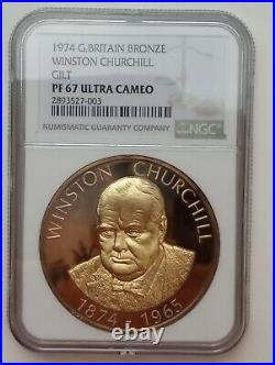 1974 Great Britain Winston Churchill medal NGC Rated PF 67 Ultra Cameo