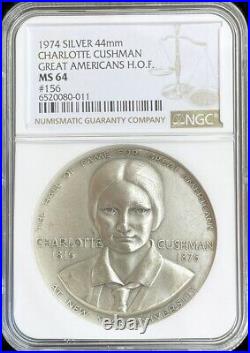 1974 Silver Charlotte Cushman H. O. F. Medallic Art Co High Relief Medal Ngc Ms 64