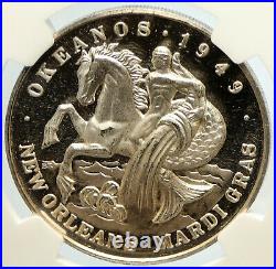 1974 US New Orleans ENCHANTMENT TALES Mardi Gras Proof Silver Medal NGC i105611