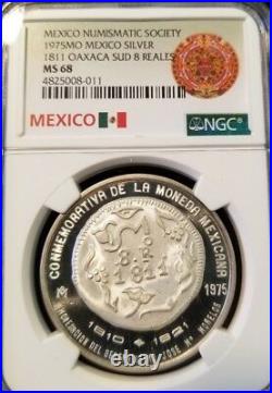 1975 Mexico Silver Numismatic Society 1811 Oaxaca 8 Reales Ngc Ms 68 Top Pop 1