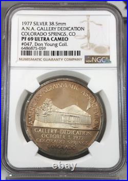 1977 ANA Gallery Dedication Silver Medal NGC PF69 UCAM Ex. Don Young Collection