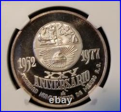 1977 Mexico Silver Mexico Numismatic Society 25th Ann. Ngc Ms 67 High Grade