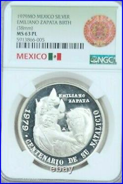 1979 Mexico Silver Medal Emiliano Zapata Birth Centenary Ngc Ms 63 Pl Proof Like