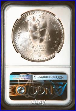 1979Mo 1 ONCE MEXICO MEDALLIC-SILVER TYPE-III KM#M49b. 3 NGC MS-65 HIGH-GRADES