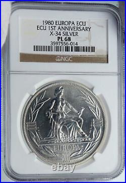 1980 EUROPE European Currency Unit Fantasy Proof-Like Silver ECU Coin NGC i87822