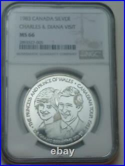 1983 Canada Charles & Diana Visit Silver Medal NGC Nominal Ms 66