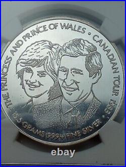 1983 Canada Charles & Diana Visit Silver Medal NGC Nominal Ms 66