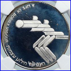 1984 ISRAEL Athlete ARTISTIC Vintage Proof Silver OLD Israeli Medal NGC i87906