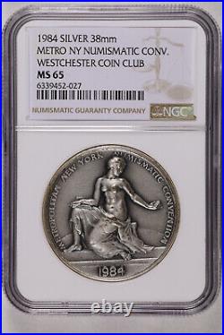 1984 NEW YORK NUMISMATIC CONVENTION MEDAL Westchester Coin Club Silver NGC MS 65