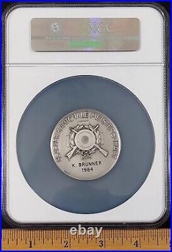 1984 Swiss Shooting Fest Medal, Silvered-AE, 50 mm, Glarus, Unc Details by NGC