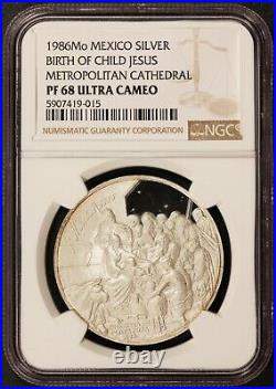 1986 Mo Mexico Metropolitan Cathedral Silver Proof Medal NGC PF 68 UCAM