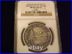 1989 Maine Silver 38 MM Aroostock County Medal NGC MS 65