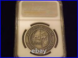 1989 Maine Silver 38 MM Aroostock County Medal NGC MS 65