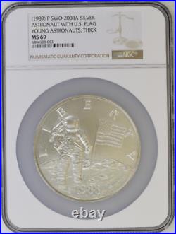 1989p 12oz Silver Swo-208iia Young Astronauts Medal Ngc Ms69