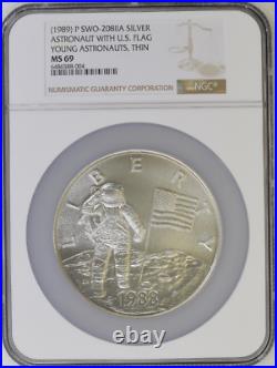 1989p 6oz Silver Swo-208iia Young Astronauts Medal Ngc Ms69
