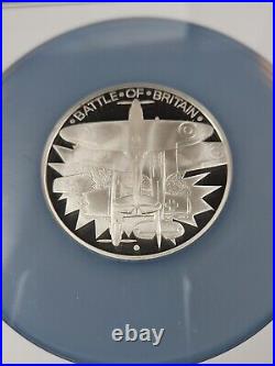 1990 Great Britain Battle of Britain 50mm Sterling Silver Medal NGC PF 69 UC