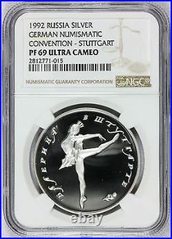 1992 Russia Silver PROOF Medal Stuttgart Numismatic Convention NGC PF 69 UCAM