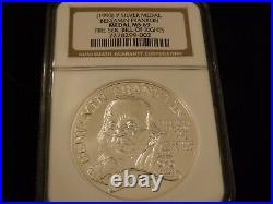 1993 P Benjamin Franklin Fire Service Bill of Rights Silver Medal NGC MS 69