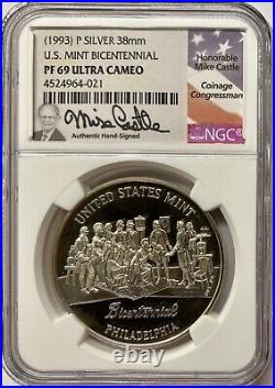 1993-P U. S. Mint Bicentennial Silver Medal NGC PF-69 UCAM Mike Castle