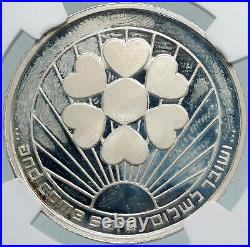 1994 ISRAEL Go & Return in Peace DOVE BIRD SHALOM Old Silver Medal NGC i87952