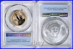 (2-Piece Set)2015 $1 L. B. Johnson Dollar & 1oz Silver Medal NGC PR69, MS70 K14590
